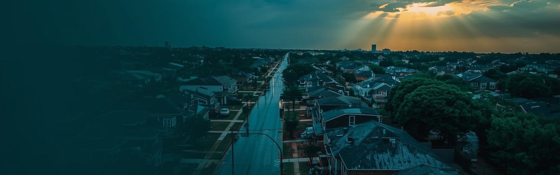 Close-up photo of storm damage on Houston roof shingles